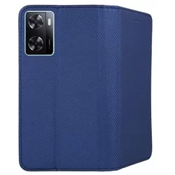 Telefontok Oppo A57s - kék mágneses szilikon keretes könyvtok-1
