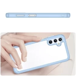 Telefontok Samsung Galaxy A14 5G - átlátszó hátlap tok, kék szilikon kerettel-1