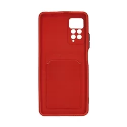 Telefontok Xiaomi Redmi Note 11 Pro / Note 11 Pro 5G - Forcell Card - piros kártyatartós szilikon hátlap tok-1