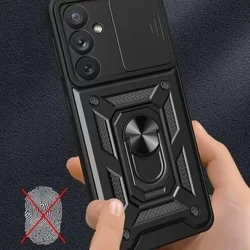 Telefontok Samsung Galaxy A54 5G - Camshield - fekete szilikon tok, kitámasztó ujjgyűrűvel, csúsztatható kameravédővel-6