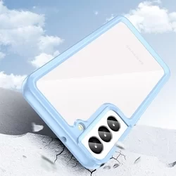 Telefontok Samsung Galaxy S23 - átlátszó hátlap tok, kék szilikon kerettel-2