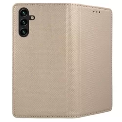 Samsung Galaxy A34 5G Telefontok - arany mágneses szilikon keretes könyvtok-2