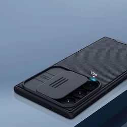 Telefontok Samsung Galaxy S23 Ultra - Nillkin csúsztatható kameravédős fekete hátlap tok-5