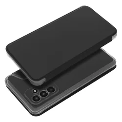 Telefontok Samsung Galaxy S23+ (S23 Plus) - Piano fekete könyvtok, áttetsző ütésálló szilikon kerettel-1