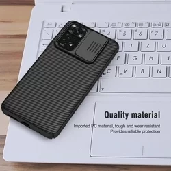 Telefontok Xiaomi Redmi Note 11S - Nillkin csúsztatható kameravédős fekete hátlap tok-5