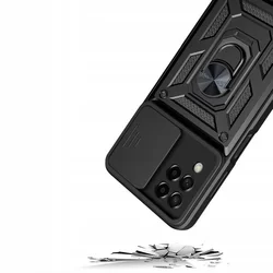 Telefontok Samsung Galaxy M33 5G - Tech-Protect Camshield - fekete szilikon tok, kitámasztó ujjgyűrűvel, csúsztatható kameravédővel-1