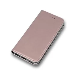 Telefontok Motorola Moto E32 - Smart Magnetic rose gold szilikon keretes mágneses könyvtok-2