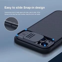 Telefontok iPhone 14 - Nillkin csúsztatható kameravédős fekete hátlap tok-3