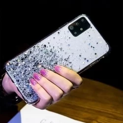 Telefontok Samsung Galaxy M51 - ezüst csillámos átlátszó hátlap tok -2