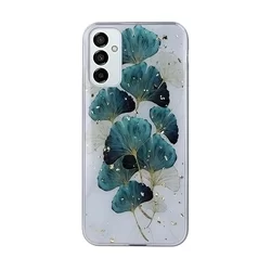 Samsung Galaxy M23 5G Telefontok - Gold Glam levelek - mintás műanyag hátlap tok, szilikon kerettel-1