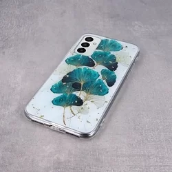 Samsung Galaxy M23 5G Telefontok - Gold Glam levelek - mintás műanyag hátlap tok, szilikon kerettel-3