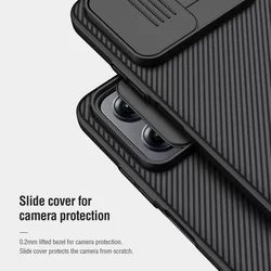 Telefontok Xiaomi Poco X4 GT 5G - Nillkin csúsztatható kameravédős fekete hátlap tok-2