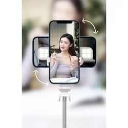 Selfie bot: STAND XT-06S - fehér, bluetooth távirányítós, tripoddá alakítható selfie bot LED világítással-8