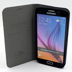 Telefontok UNIQ Fekete Kihajtható Tok - Samsung Galaxy S6 (8719273222393)-3