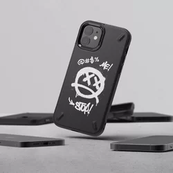 Telefontok iPhone 12 mini - Ringke Onyx Graffiti - fekete/mintás ütésálló hátlap tok-2