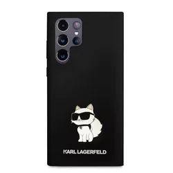 Telefontok Samsung Galaxy S23 Ultra - Karl Lagerfeld Liquid Silicone Choupette NFT - fekete hátlap tok-2
