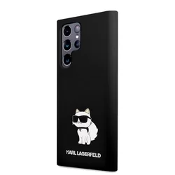 Telefontok Samsung Galaxy S23 Ultra - Karl Lagerfeld Liquid Silicone Choupette NFT - fekete hátlap tok-3