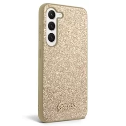 Telefontok Samsung Galaxy S23 - Guess Glitter Flakes Metal Logo Hátlaptok - Arany-1