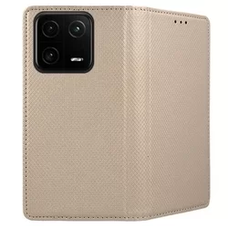 Xiaomi 13 Pro Telefontok - arany mágneses szilikon keretes könyvtok-2