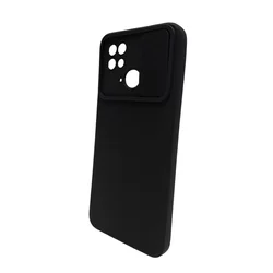 Telefontok Xiaomi Poco C40 - Slider csúsztatható kameravédős fekete szilikon hátlap tok-1