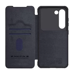 Telefontok Samsung Galaxy S23+ (S23 Plus) - Nillkin Qin Pro - kihajtható bőr könyvtok, csúsztatható kameravédővel, fekete-5