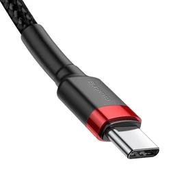BASEUS CATKLF-H91 - Type-C (USB-C) / Type-C (USB-C) fekete szövet kábel, 2m, 2,4A-4