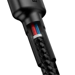 BASEUS CATKLF-H91 - Type-C (USB-C) / Type-C (USB-C) fekete szövet kábel, 2m, 2,4A-3