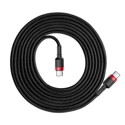 BASEUS CATKLF-H91 - Type-C (USB-C) / Type-C (USB-C) fekete szövet kábel, 2m, 2,4A-1