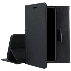 Telefontok LG K50s - Fancy fekete mágneses szilikon keretes könyvtok-1