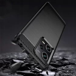 Telefontok Xiaomi Poco X5 Pro 5G - Carbon Fiber fekete szilikon tok-2