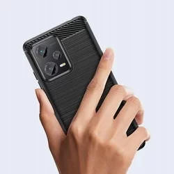 Xiaomi Poco X5 5G Telefontok - Carbon Fiber fekete szilikon tok-1