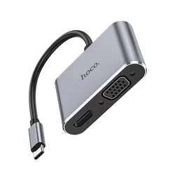 Adapter: Hoco HB29- Type-C (USB-C) / HDMI + VGA HUB porttal, 15 cm kábel-1