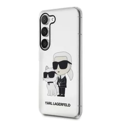 Telefontok Samsung Galaxy S23 - Karl Lagerfeld Karl and Choupette - átlátszó/csillámos műanyag hátlap tok-2
