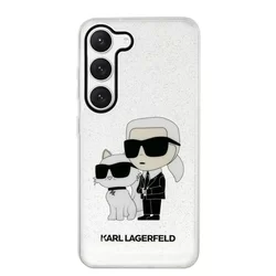 Telefontok Samsung Galaxy S23 - Karl Lagerfeld Karl and Choupette - átlátszó/csillámos műanyag hátlap tok-1