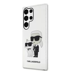 Telefontok Samsung Galaxy S23 Ultra - Karl Lagerfeld Karl and Choupette - átlátszó/csillámos műanyag hátlap tok-3