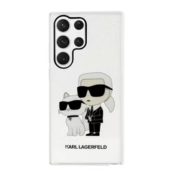 Telefontok Samsung Galaxy S23 Ultra - Karl Lagerfeld Karl and Choupette - átlátszó/csillámos műanyag hátlap tok-1