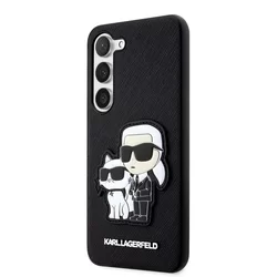 Telefontok Samsung Galaxy S23 - Karl Lagerfeld Saffiano Karl and Choupette - fekete műanyag hátlap tok-2