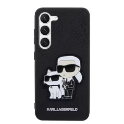Telefontok Samsung Galaxy S23 - Karl Lagerfeld Saffiano Karl and Choupette - fekete műanyag hátlap tok-1