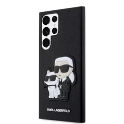 Telefontok Samsung Galaxy S23 Ultra - Karl Lagerfeld Saffiano Karl and Choupette - fekete műanyag hátlap tok-2