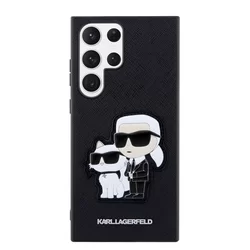 Telefontok Samsung Galaxy S23 Ultra - Karl Lagerfeld Saffiano Karl and Choupette - fekete műanyag hátlap tok-1
