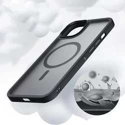 Telefontok iPhone 12 - Tech-Protect Magmat MagSafe kompatibilis kék áttetsző műanyag hátlap tok, kék szilikon kerettel-1