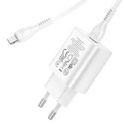 Töltő: HOCO N22 - Type-C (USB-C) portos fehér hálózati gyors töltőfej 25W + Type-C (USB-C) / Lightning kábel (1m)-3