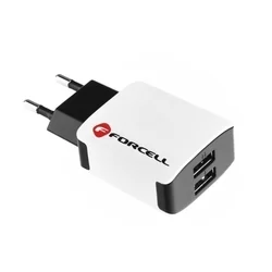 Töltő: Forcell U21 - 2xUSB portos fehér hálózati töltőfej 2A + USB / Type-C (USB-C) kábel (1m)-3