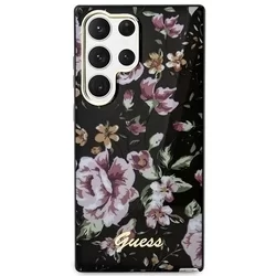 Telefontok Samsung Galaxy S23 Ultra - Guess Flower Collection hátlap tok - virágmintás/fekete-1
