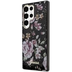 Telefontok Samsung Galaxy S23 Ultra - Guess Flower Collection hátlap tok - virágmintás/fekete-2