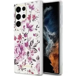 Telefontok Samsung Galaxy S23 Ultra - Guess Flower Collection hátlap tok - virágmintás/átlátszó-6