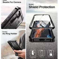 Telefontok Samsung Galaxy S23 - Tech- Protect Kevlar Pro- átlátszó előlap + plexi fekete hátlapi 360°-os tok , kitámasztható-5