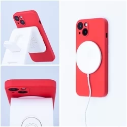 Telefontok iPhone 14 - MagSafe kompatibilis piros szilikon tok-1