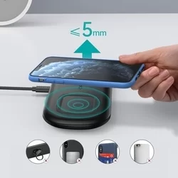 Telefon töltő: Choetech T570-S - 2in1 fekete vezeték nélküli (Wireless) töltőpad - telefon és Samsung Galaxy Watch okosórákhoz-3