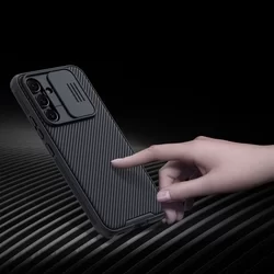 Telefontok Samsung Galaxy A54 5G - Nillkin csúsztatható kameravédős fekete hátlap tok-3